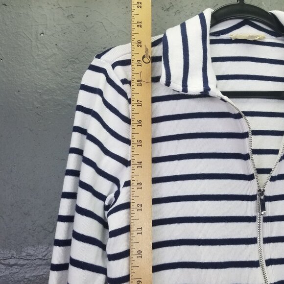 Madewell Grill Sweater Women's L Ribbed Zip-Front Long Sleeve Nautical Stripe - Picture 14 of 16